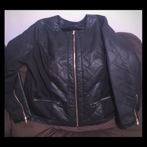 Lane Bryant Women’s Jacket Black Faux Leather Mix